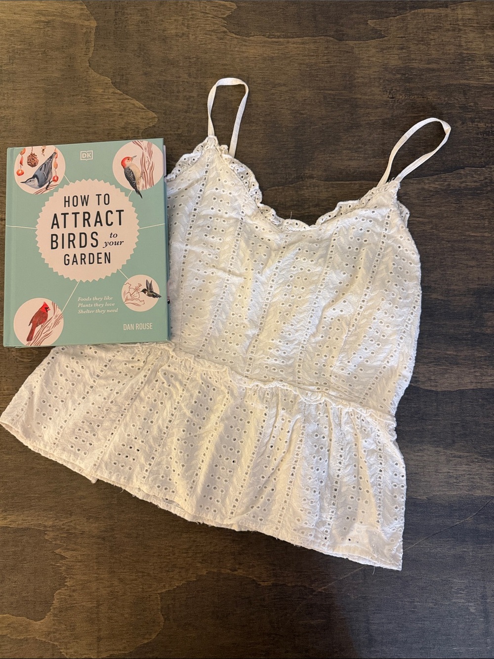 Sim and Sam White Eyelet Ruffle-Hem Camisole